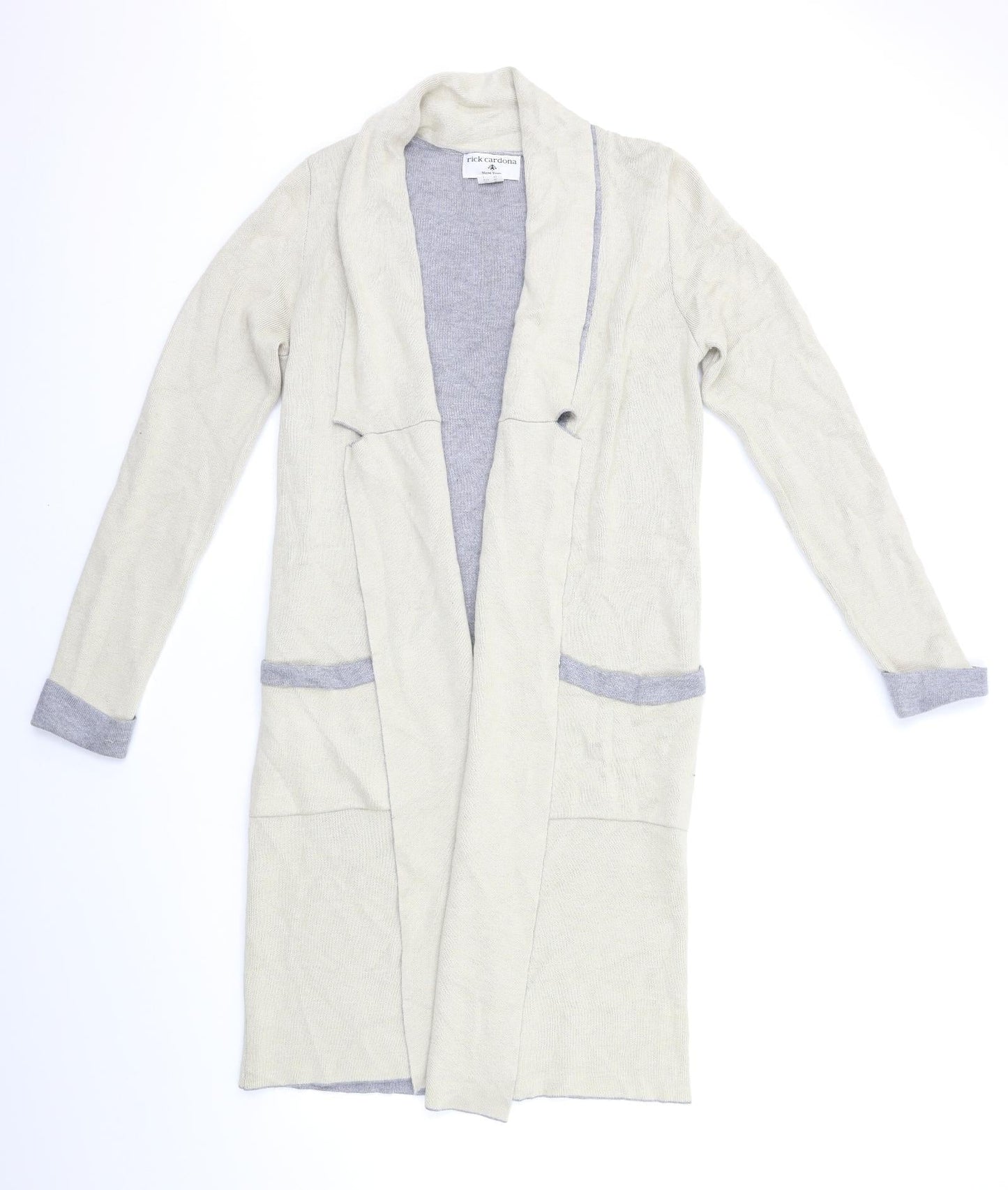 Rick Cardona Womens Beige  Knit Cardigan Jumper Size 8