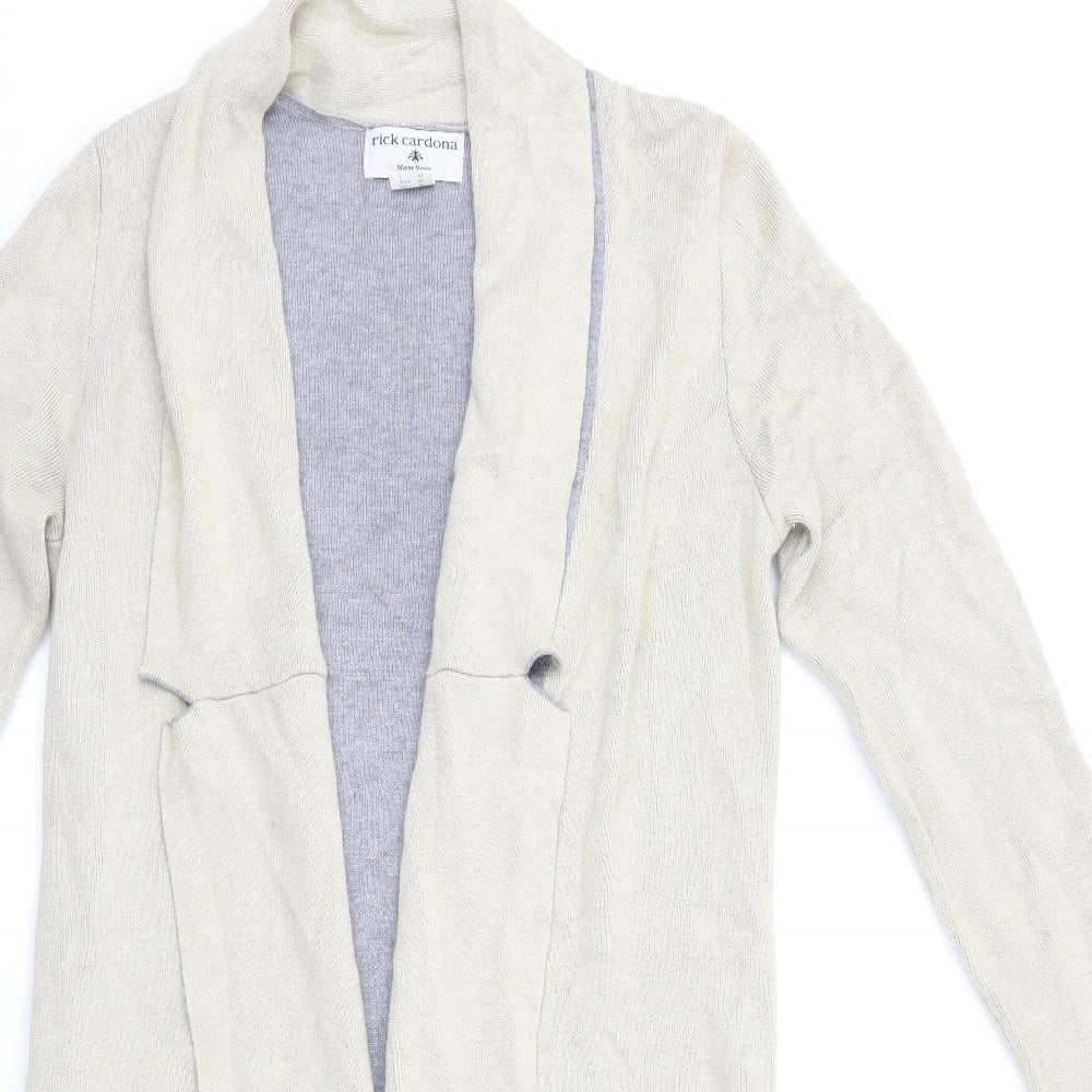 Rick Cardona Womens Beige  Knit Cardigan Jumper Size 8
