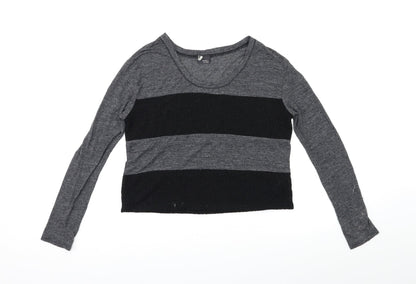Sparkle & Fade Womens Black Striped Knit Pullover Jumper Size 8