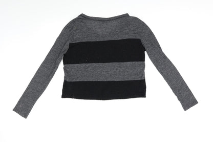 Sparkle & Fade Womens Black Striped Knit Pullover Jumper Size 8