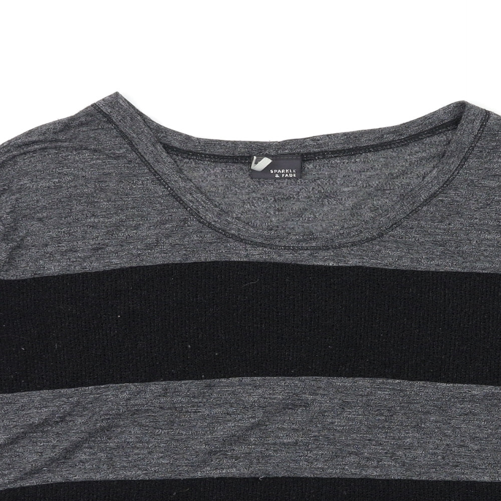 Sparkle & Fade Womens Black Striped Knit Pullover Jumper Size 8