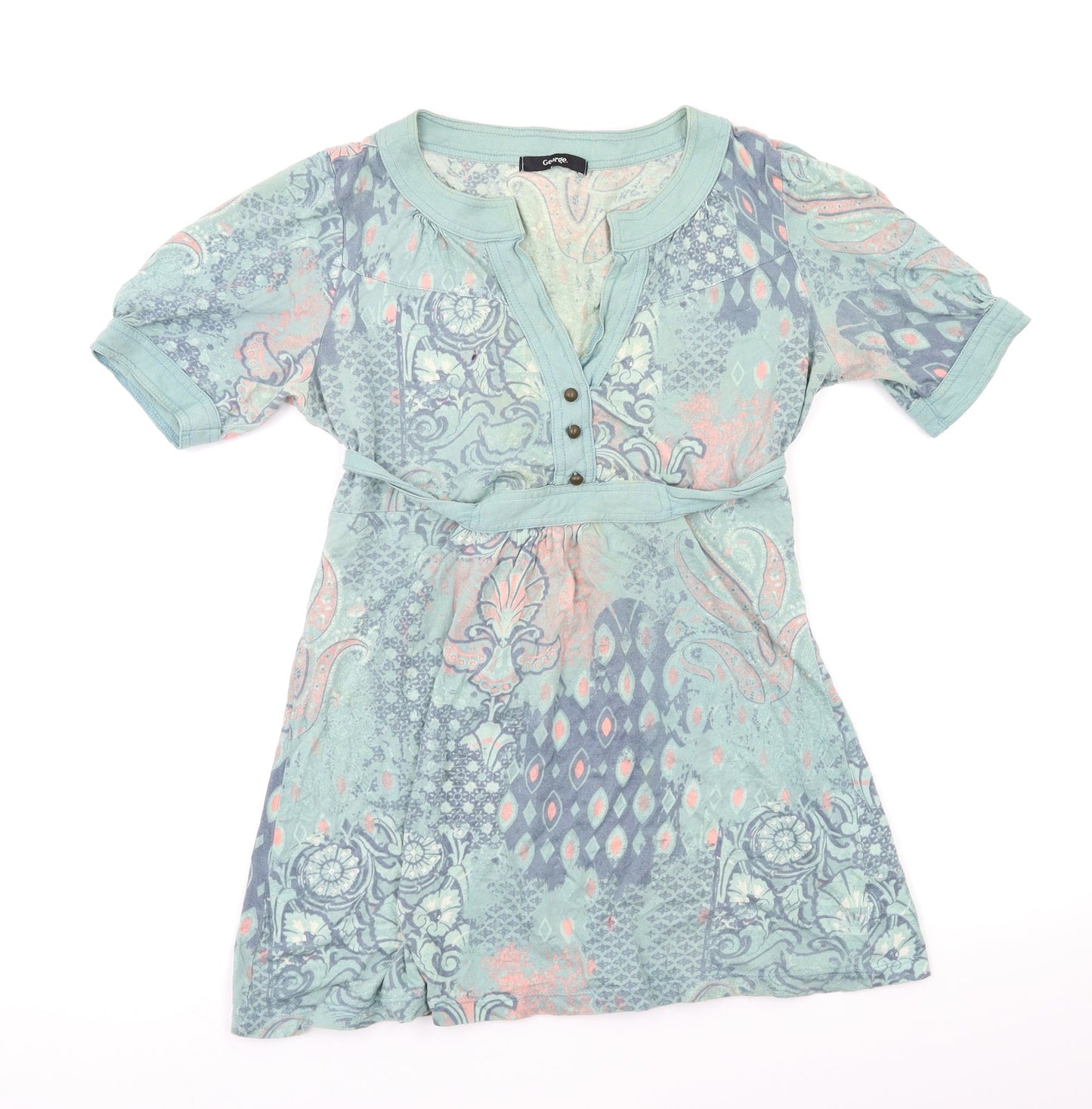 George Womens Green Geometric  Basic Blouse Size 10