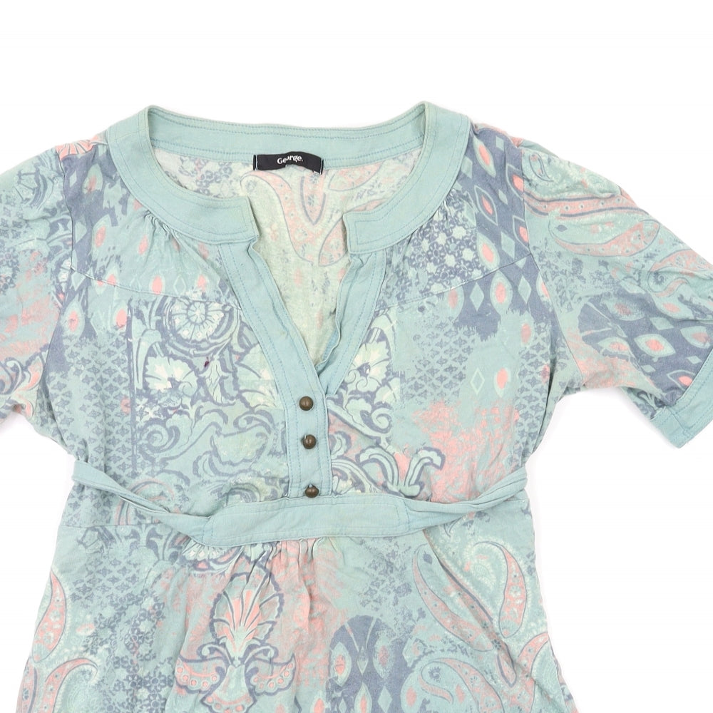 George Womens Green Geometric  Basic Blouse Size 10