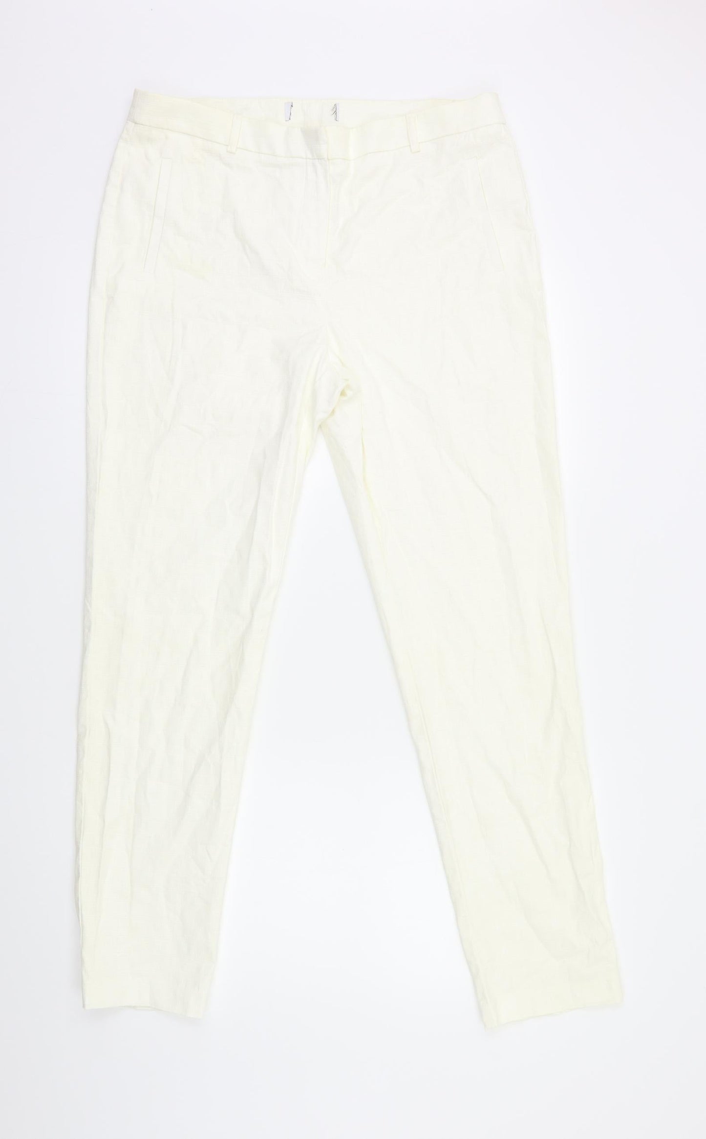 Womens UK Size 12 Preworn Regular Fit  Ivory Trousers