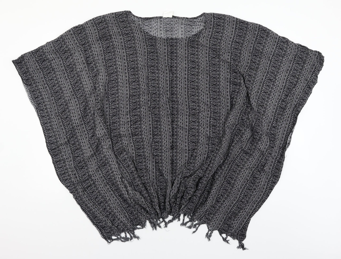 importador Womens Black Fair Isle   Poncho One Size