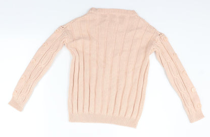 M&S Womens Pink   Pullover Jumper Size 8  - buttoned sleeves