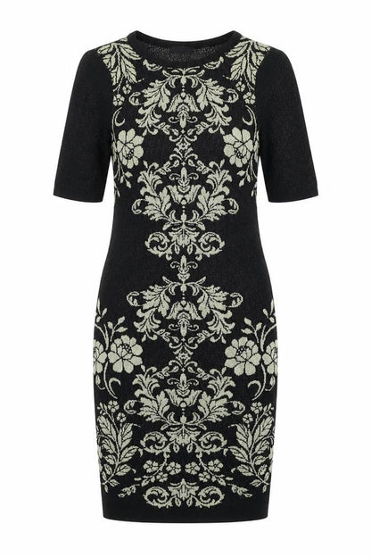 M&Co Womens Black Floral  Pencil Dress  Size 8