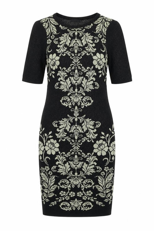 M&Co Womens Black Floral  Pencil Dress  Size 8