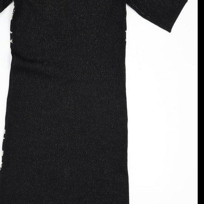 M&Co Womens Black Floral  Pencil Dress  Size 8