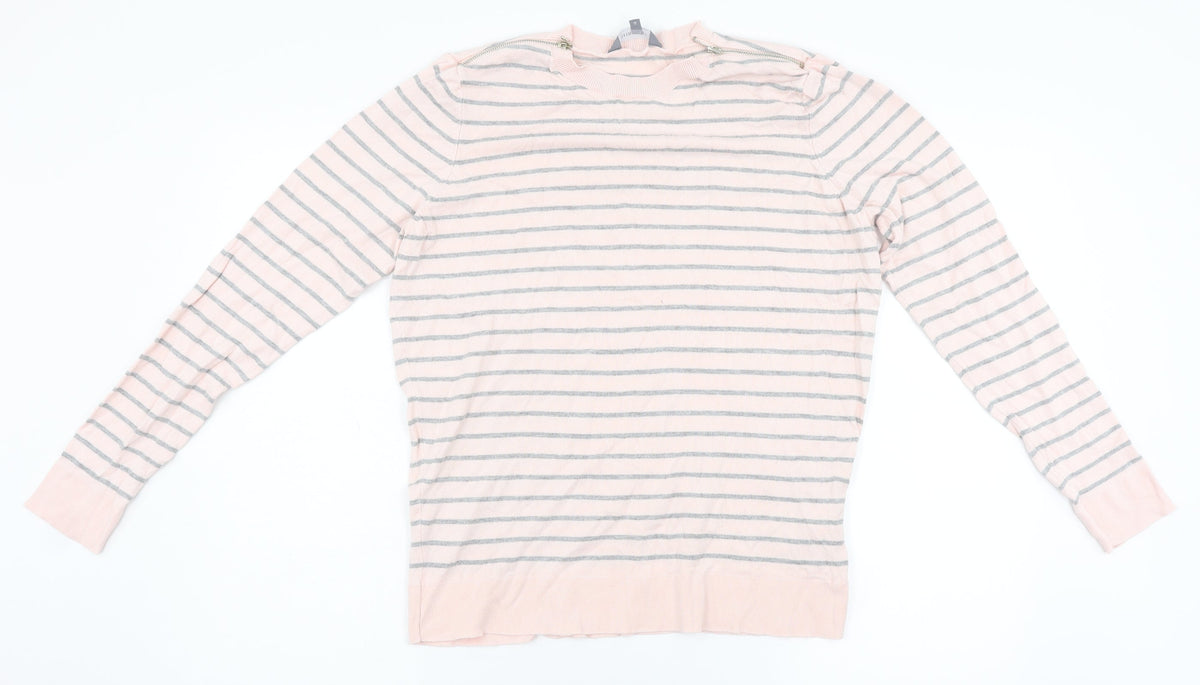 Additional front view of Principles women’s pink striped jumper, size UK 16