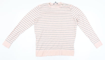 Additional front view of Principles women’s pink striped jumper, size UK 16