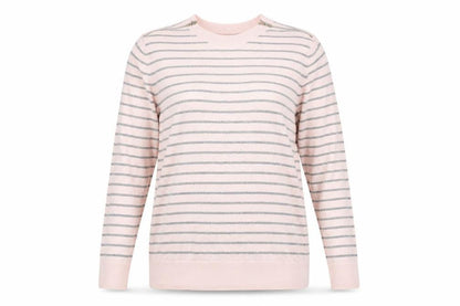 Front view of Principles women’s pink striped jumper, size UK 16