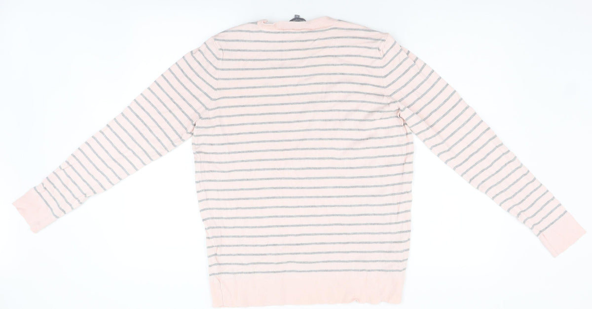 Back view of Principles women’s pink striped jumper, size UK 16