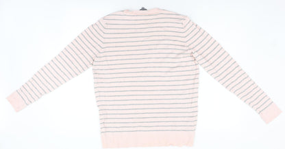Back view of Principles women’s pink striped jumper, size UK 16