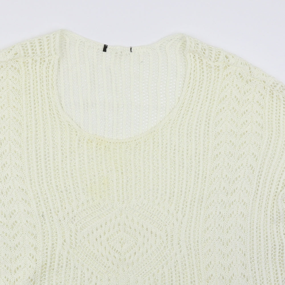 Close-up detail of Atmosphere women’s white jumper, size L