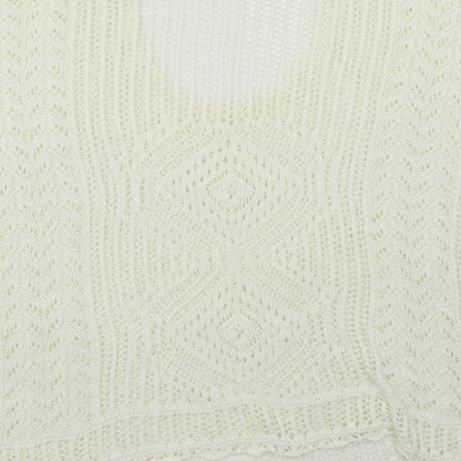 Brand and care label for Atmosphere women’s white jumper, size L