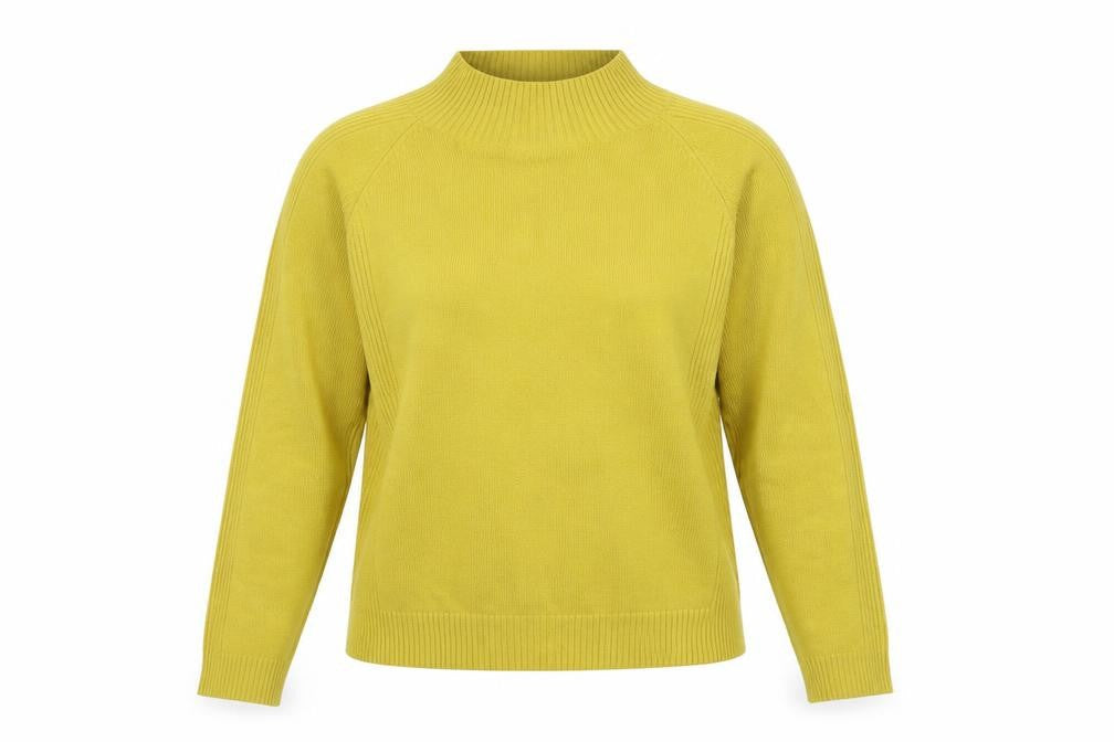 Front view of Alexara women’s yellow knit jumper, size L