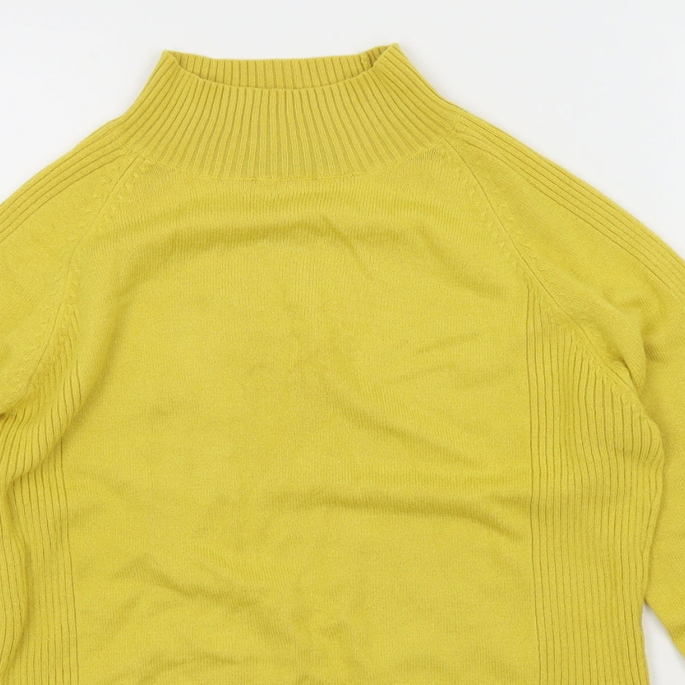 Close-up detail of Alexara women’s yellow knit jumper, size L