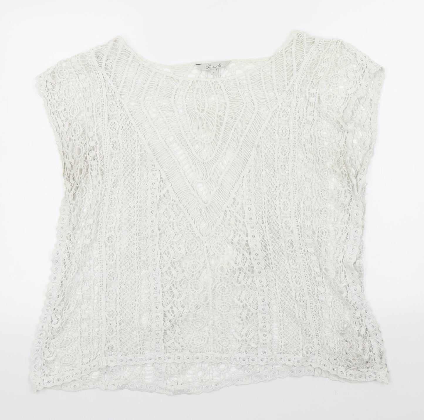 Womens UK Size S Peacocks White Basic Blouse