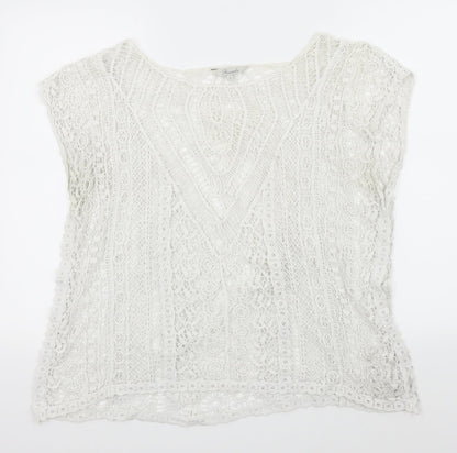 Womens UK Size S Peacocks White Basic Blouse