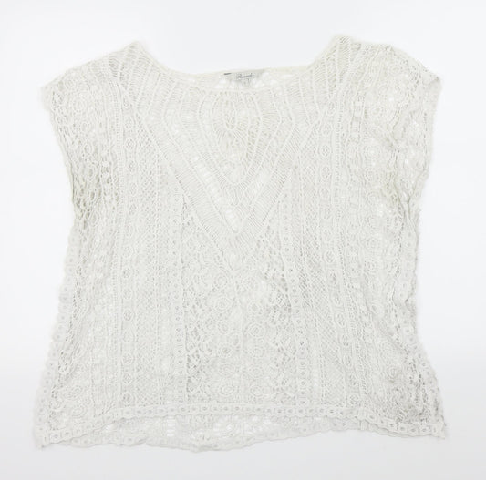 Womens UK Size S Peacocks White Basic Blouse