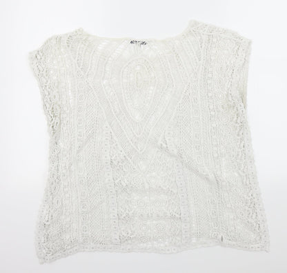 Womens UK Size S Peacocks White Basic Blouse