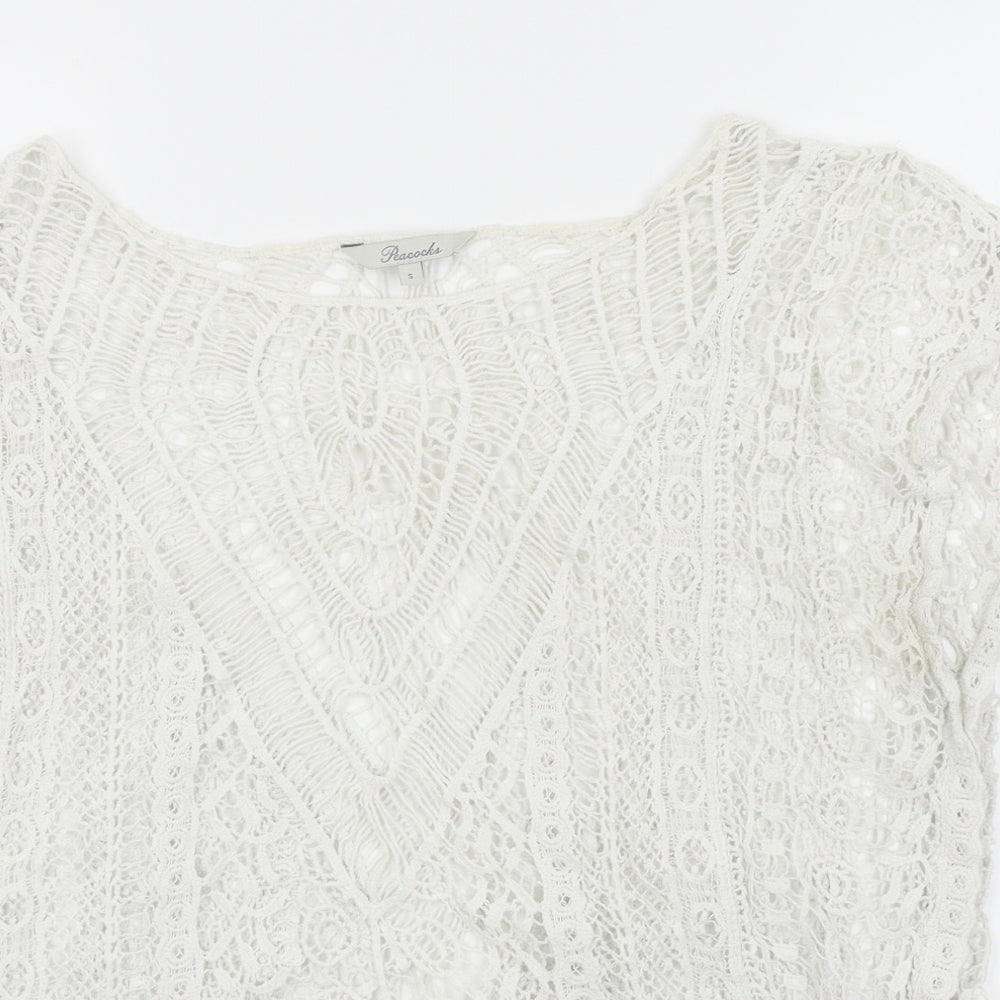 Womens UK Size S Peacocks White Basic Blouse