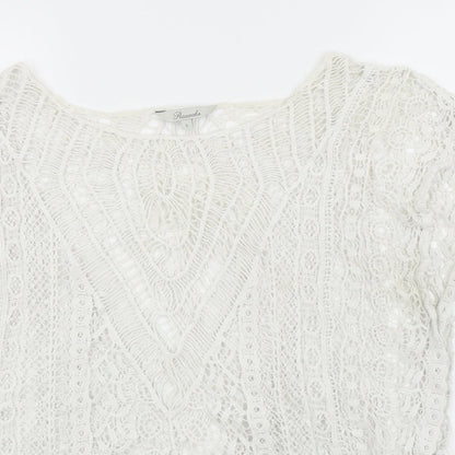 Womens UK Size S Peacocks White Basic Blouse