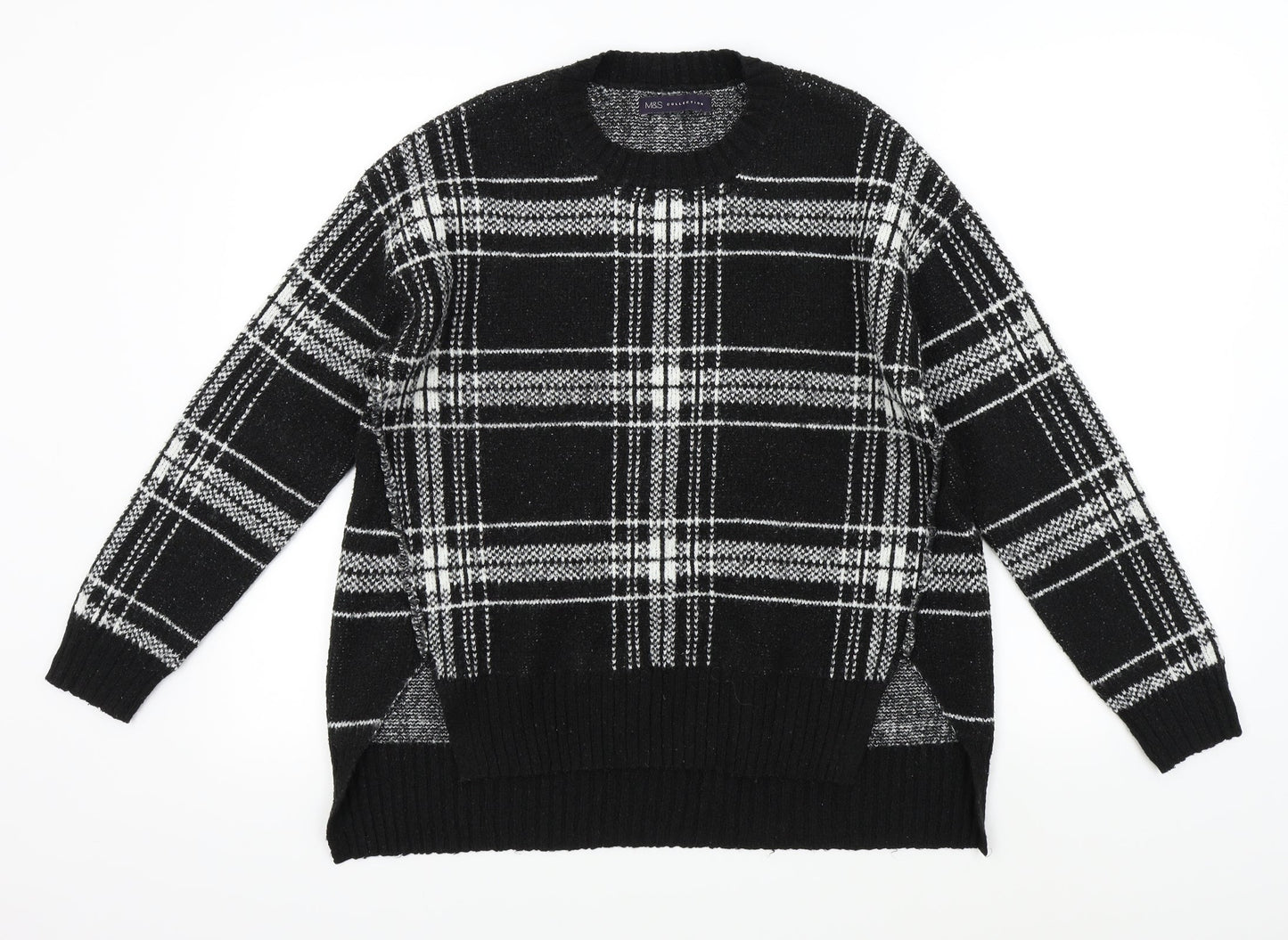 Marks & Spencer Womens Black Check  Pullover Jumper Size M