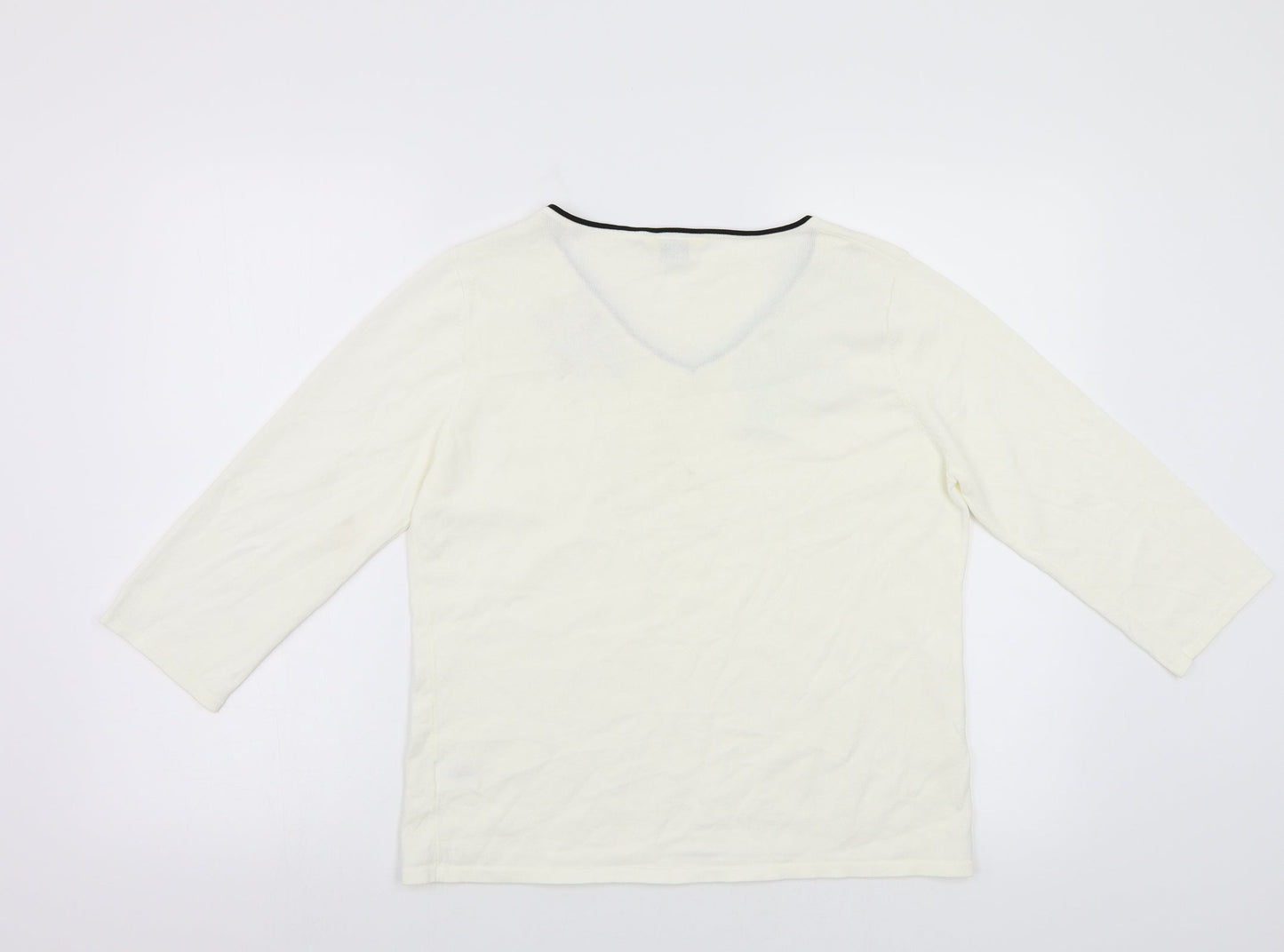Classics Womens White   Pullover Jumper Size 14  - Embroidered