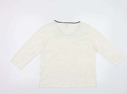 Classics Womens White   Pullover Jumper Size 14  - Embroidered