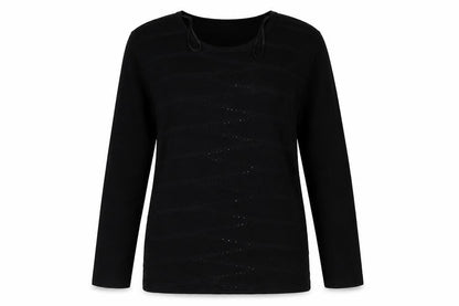 Bassini Womens Black  Jersey Pullover Jumper Size M  - Embroidered detail