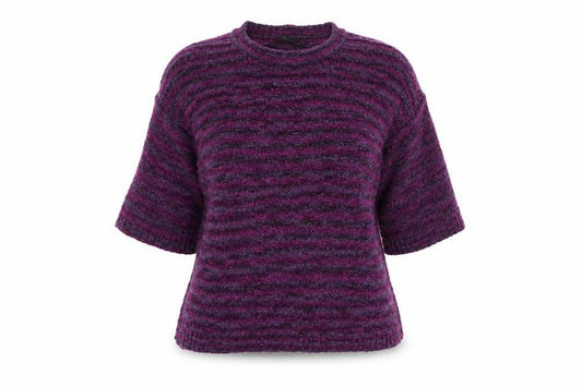 BM Collection Womens Purple Striped  Pullover Jumper Size XL