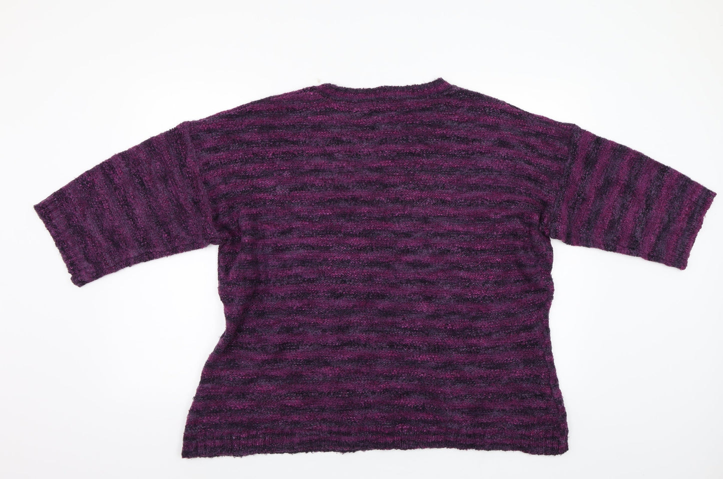 BM Collection Womens Purple Striped  Pullover Jumper Size XL