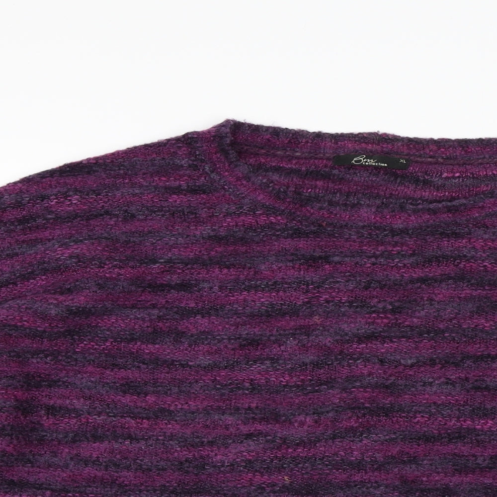 BM Collection Womens Purple Striped  Pullover Jumper Size XL