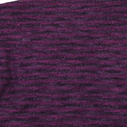 BM Collection Womens Purple Striped  Pullover Jumper Size XL