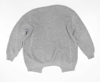 Missy Empire Womens Grey   Cardigan Jumper Size 10