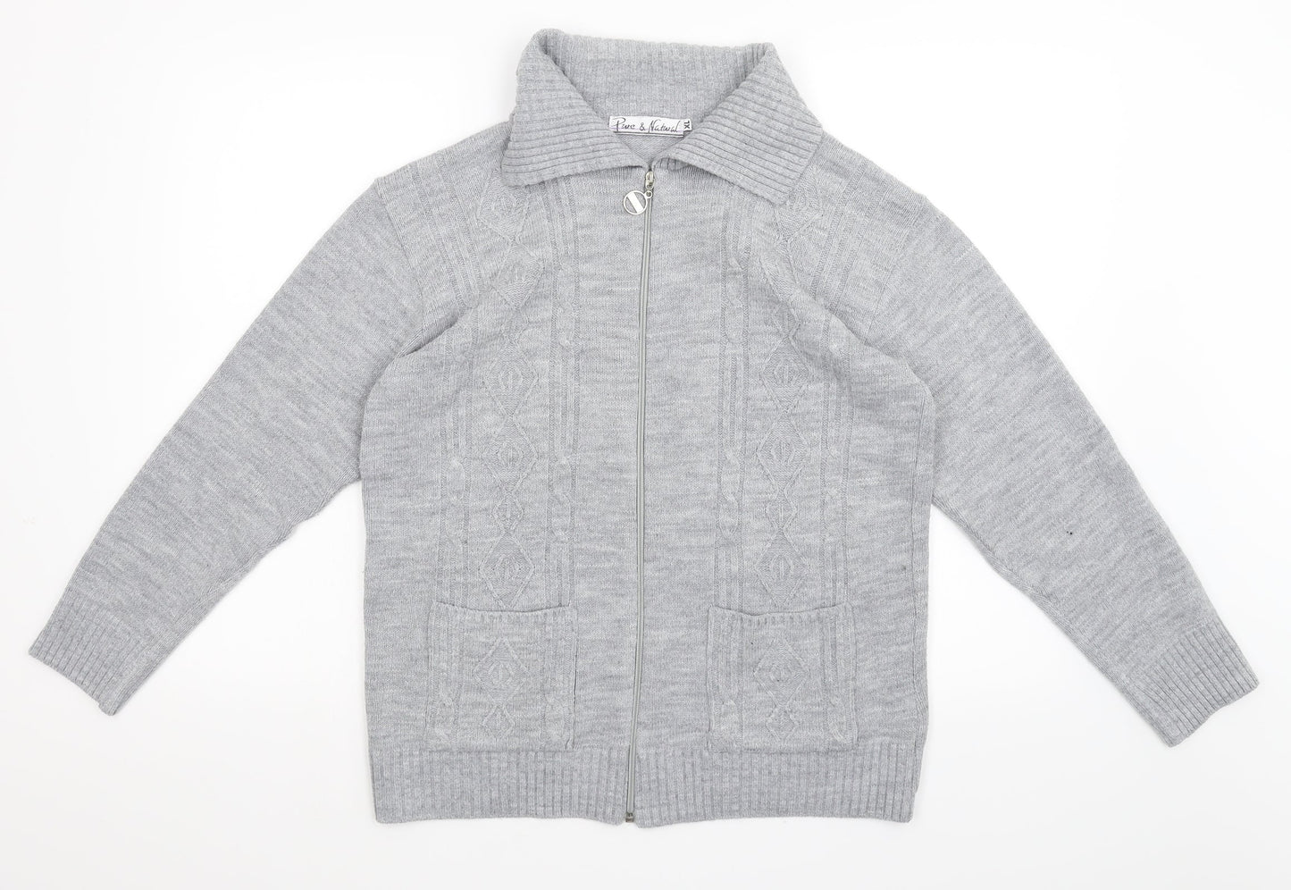 Pure & Natural Womens Grey   Cardigan Jumper Size XL