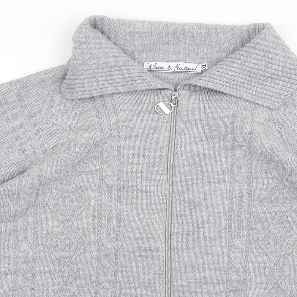 Pure & Natural Womens Grey   Cardigan Jumper Size XL