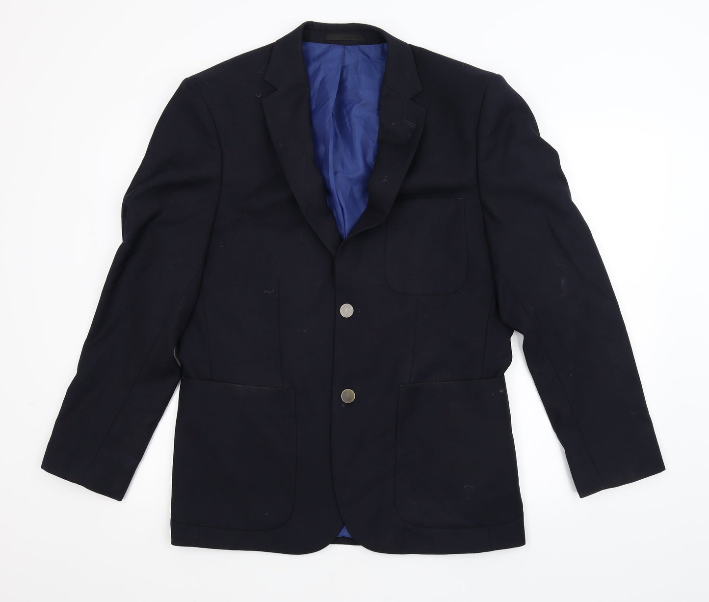 Mens UK Size 40 Charlton Gray Regular Blue Suit Jacket
