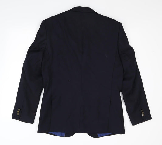 Mens UK Size 40 Charlton Gray Regular Blue Suit Jacket