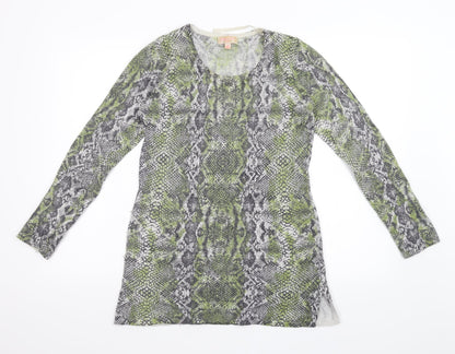 Gharani Strok Womens Green Animal Print  Jumper Dress  Size S