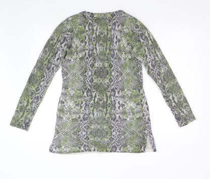 Gharani Strok Womens Green Animal Print  Jumper Dress  Size S