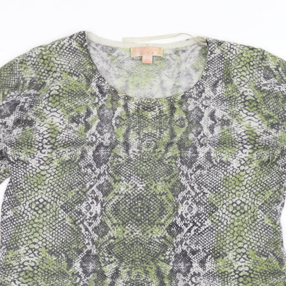 Gharani Strok Womens Green Animal Print  Jumper Dress  Size S