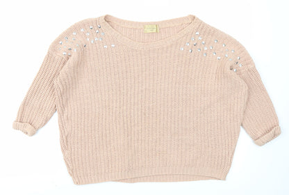 Lou-Lou Womens Pink  Knit Pullover Jumper Size S