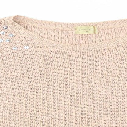Lou-Lou Womens Pink  Knit Pullover Jumper Size S