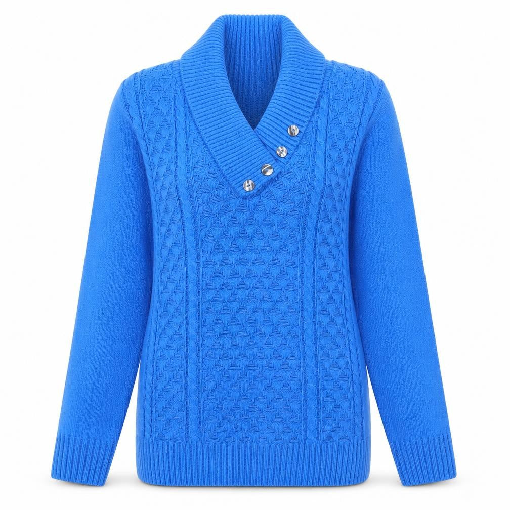 Front view of CHIC women’s blue jumper, size S