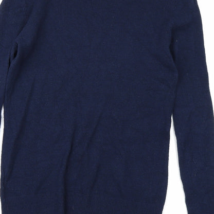 Brand and care label for Atmosphere women’s blue knit jumper, size UK 8