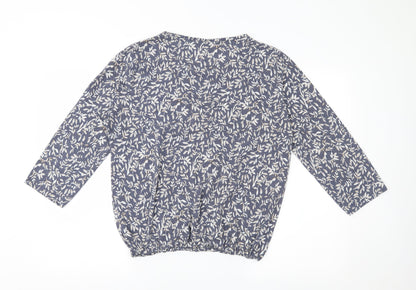 ISLE Womens Grey Floral Jersey Pullover Jumper Size M