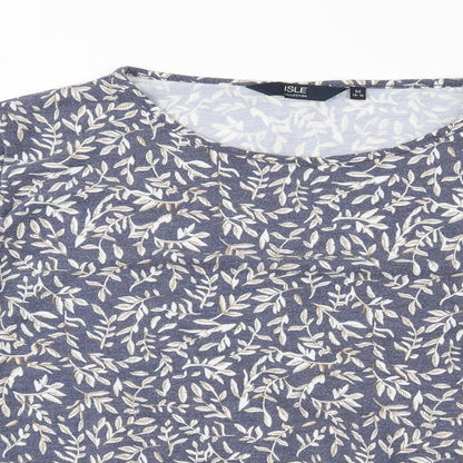 ISLE Womens Grey Floral Jersey Pullover Jumper Size M